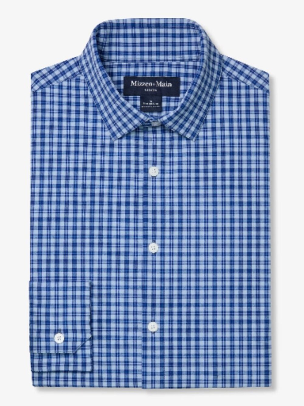 Mizzen Main Leeward Cobalt Ben Plaid No Tuck Dress Shirt NWOT
